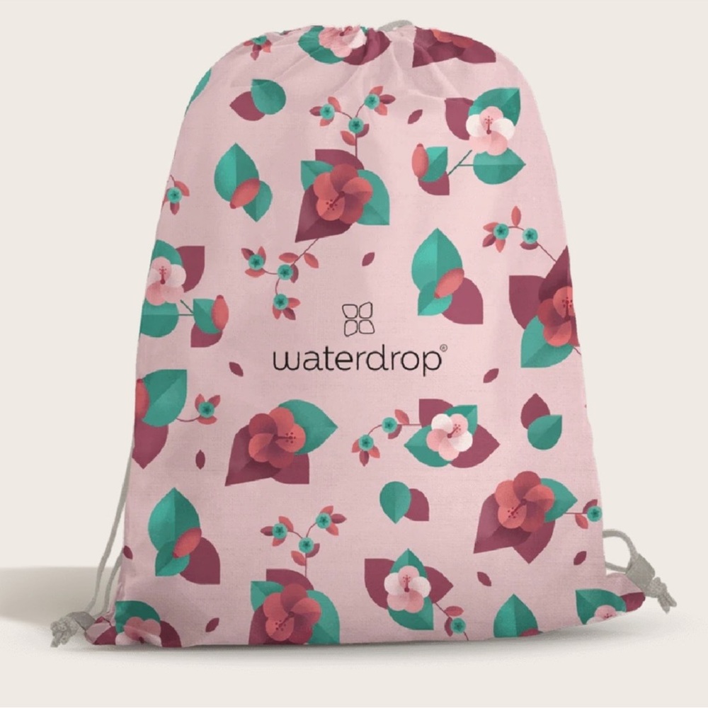 NWOT! Waterdrop Floral Adjustable Straps Cinch Top Lightweight Backpack Bag - Picture 3 of 5